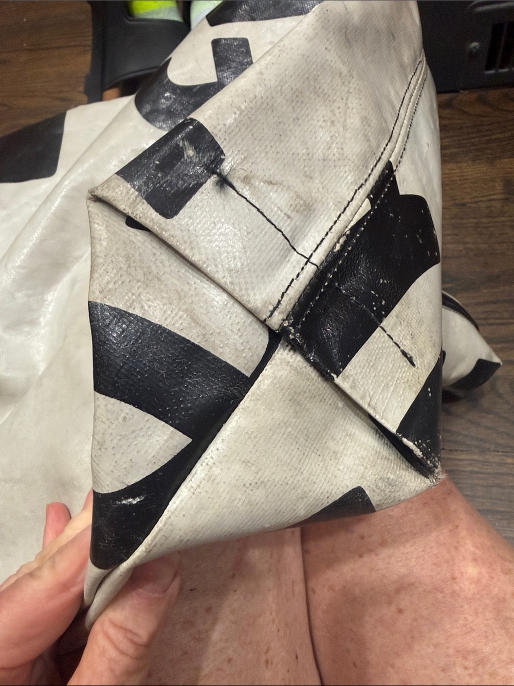 FREITAG Grey & Black Graphic Shoulder Bag with Detachable Pouch. - Picture 11 of 16